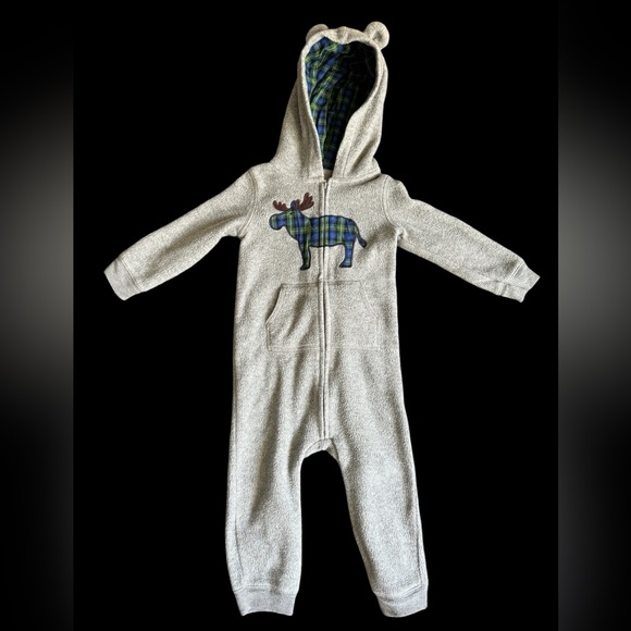 Fleece 3/4 zip with Hood and Embroidered Moose 🫎 - Picture 1 of 4